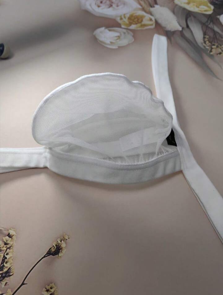 Men's Lingerie White & Red Elastic Mesh Thong